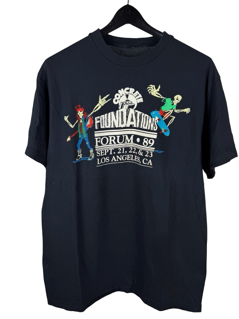 Vintage 1989 Foundations Forum Winterland Skateboard Black Shirt Size L